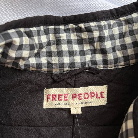 NWT FREE PEOPLE CHLOE BLACK WHITE GINGHAM OVERSIZED JACKET - Picture 4 of 12